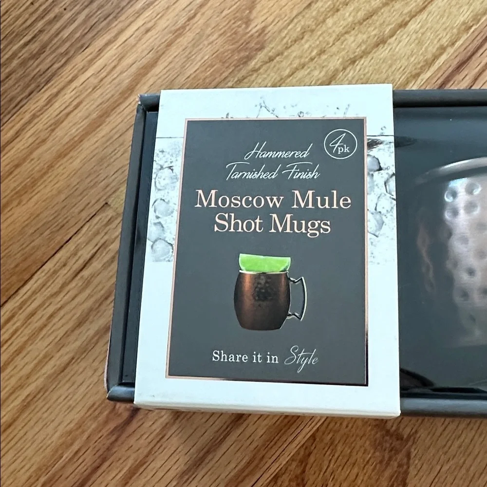 New 4 pack Moscow Mule shot mugs hammered tarnished finish
